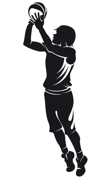 Basketbalspeler, silhouet — Stockvector