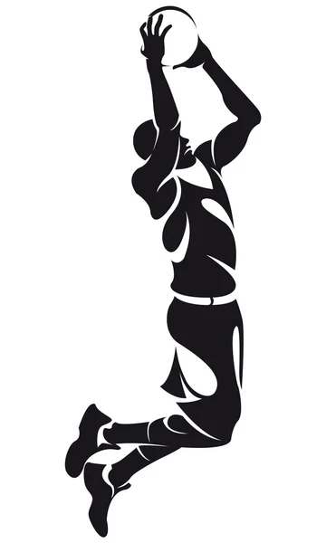 Giocatore di basket, silhouette — Vettoriale Stock