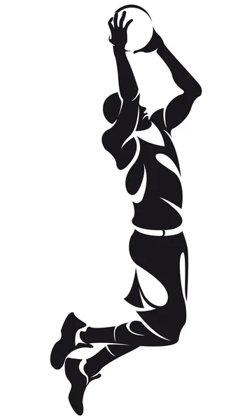 Giocatore di basket, silhouette Vettoriale Stock