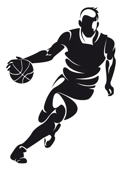 Basketbalspeler, silhouet — Stockvector