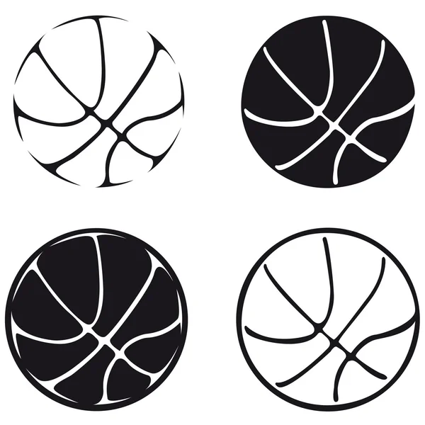 Conjunto de bolas de basquete, silhueta —  Vetores de Stock