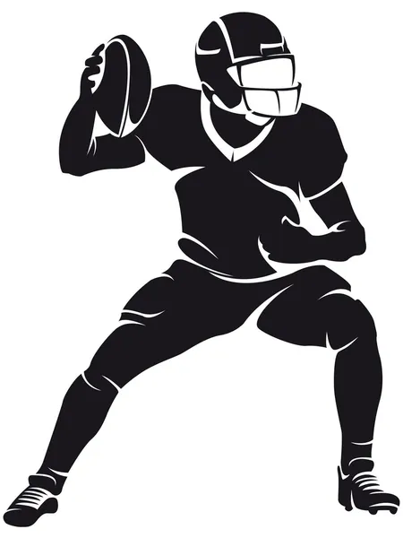 American football player, silhouette — Stock Vector
