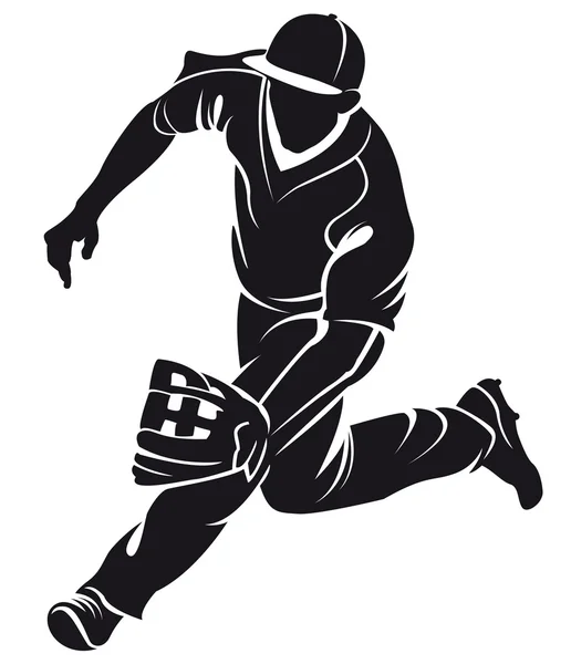 Ballplayer, silhouette — Stock Vector