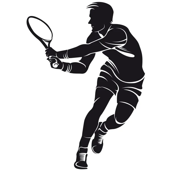 Joueur de tennis, silhouette — Image vectorielle