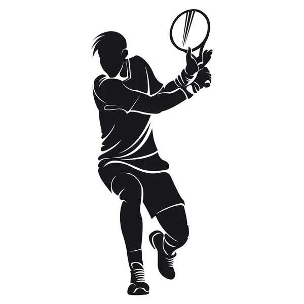 Joueur de tennis, silhouette — Image vectorielle