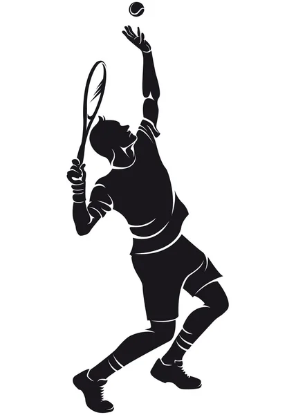 Tennis player, silhouette — Stock Vector
