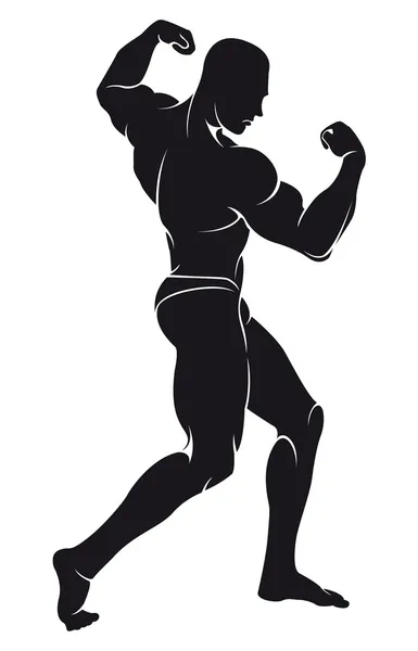 Immagine vettoriale con bodybuilder, silhouette — Vettoriale Stock