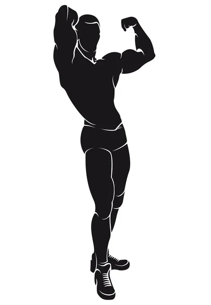 Vector image with bodybuilder, silhouette — Stock Vector