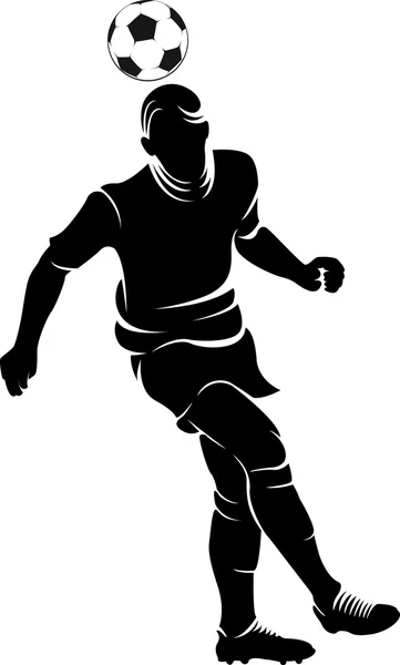 Silhouette de joueur de football (soccer) avec ballon isolé — Image vectorielle