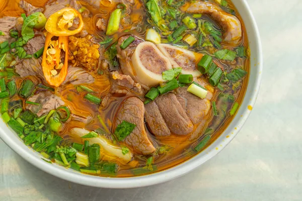 Close up photo of famous noodles in Vietnam called Bun Bo Hue — Stock Photo, Image