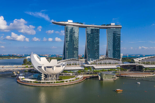 SINGAPORE - January 31, 2020: Marina Bay Sand and ArtScience Museum, Singapore