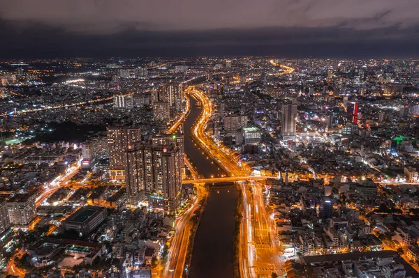 サイゴン 2021年5月17日 夜のホーチミン市の航空写真 高品質の写真 ストック写真