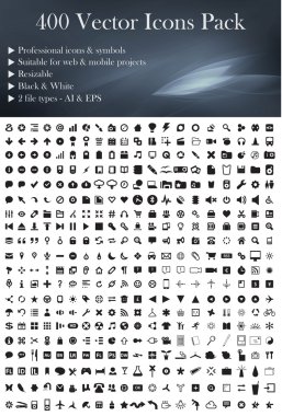 400 Vector Icons Pack´(Black Version) clipart