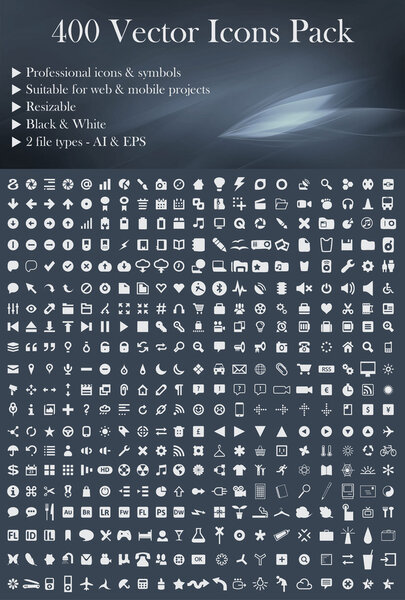 400 Vector Icons Pack´(White Version)