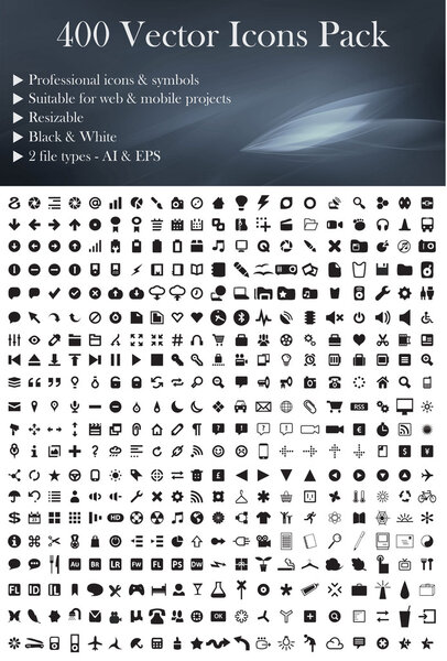 400 Vector Icons Pack´(Black Version)