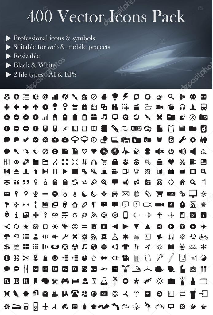 400 Vector Icons Pack´(Black Version)