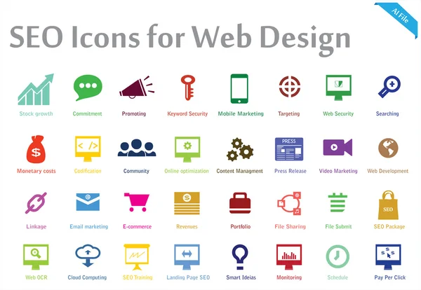 Seo icons für web design — Stockvektor