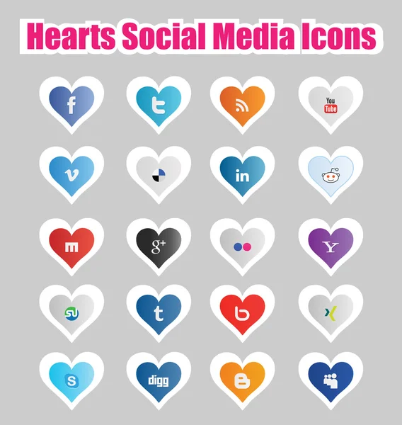 Hearts Social Media Icons 1 — Stock Vector