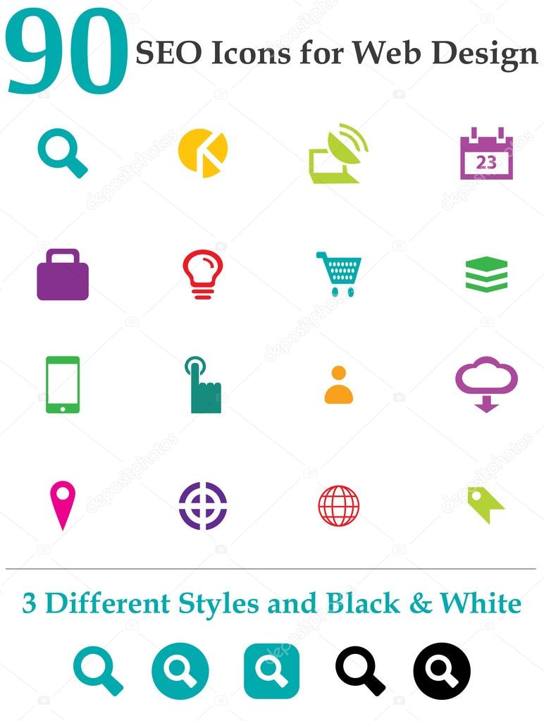90 Seo Icons for Web Design