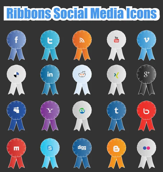 Rubans Icônes des médias sociaux — Image vectorielle