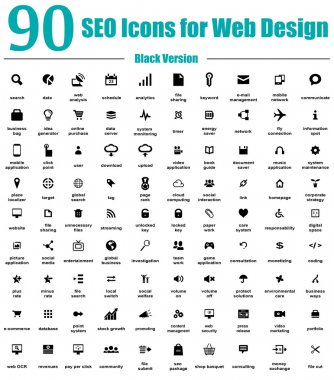 web tasarım - siyah versiyonu için 90 seo simgeler