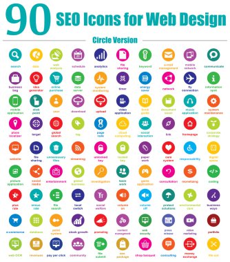 90 SEO Icons for Web Design - Circle Version