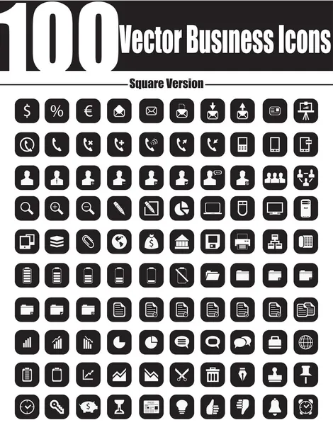 100 Vektor-Business-Symbole - quadratische Version — Stockvektor