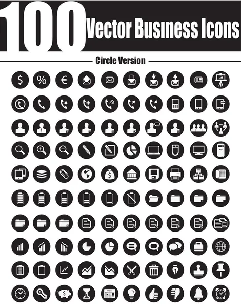 100 Icônes vectorielles d'affaires - Version cercle — Image vectorielle