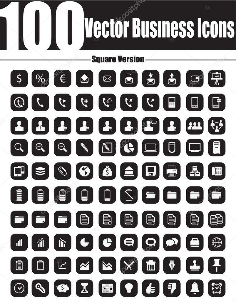 100 Vector Business Icons - Square Version