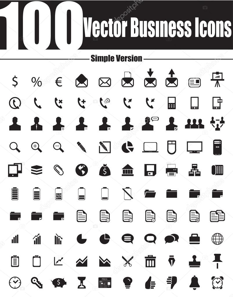 100 Vector Business Icons - Simple Version
