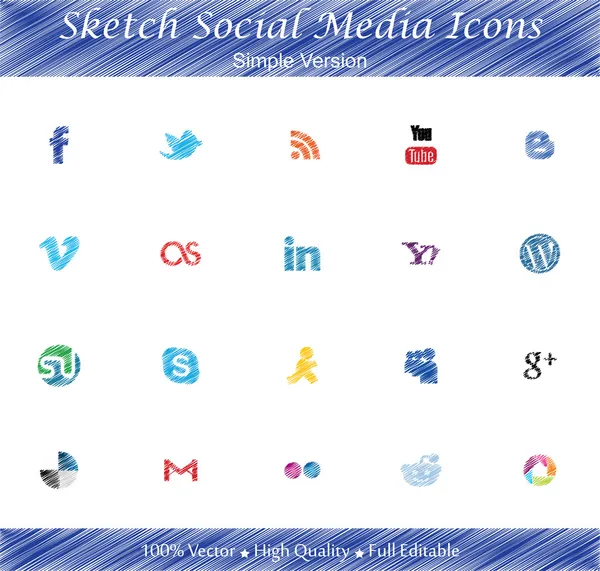 Sketch Social Media Badges - Version simple ) — Image vectorielle