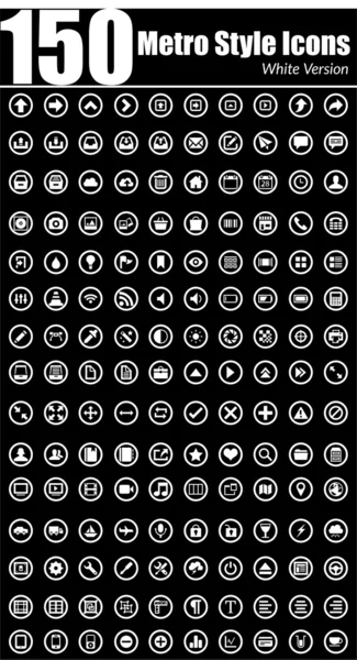 150 iconos de estilo metro (versión blanca ) — Archivo Imágenes Vectoriales