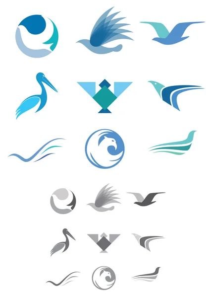 Iconos abstractos de aves — Vector de stock