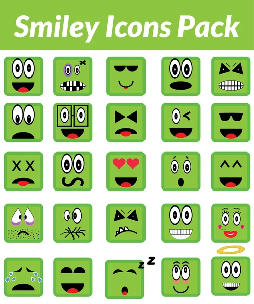 Смайлик іконки Pack (зелений) — стоковий вектор