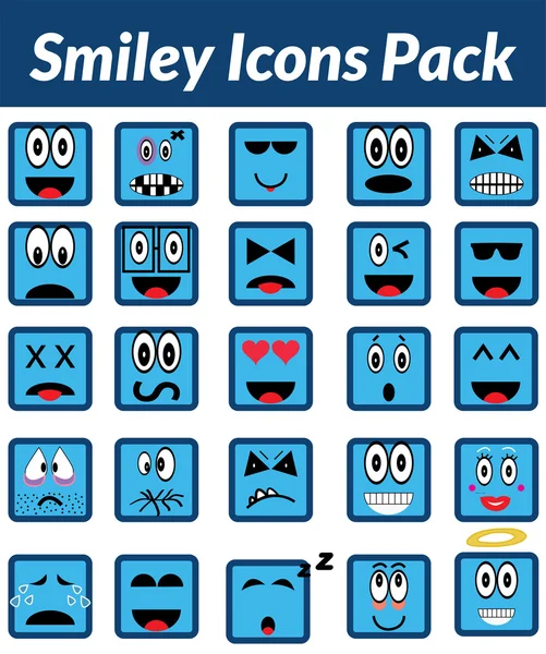 Smiley Icons Pack (Blue) — Stock Vector