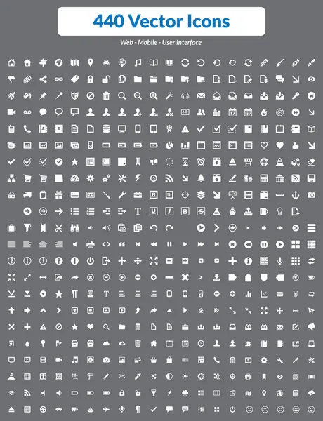 440 iconos vectoriales (conjunto blanco ) — Vector de stock