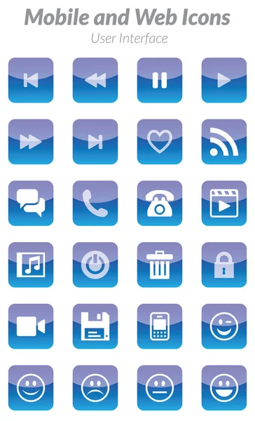 Mobile i ikony www (niebieski zestaw) — Wektor stockowy