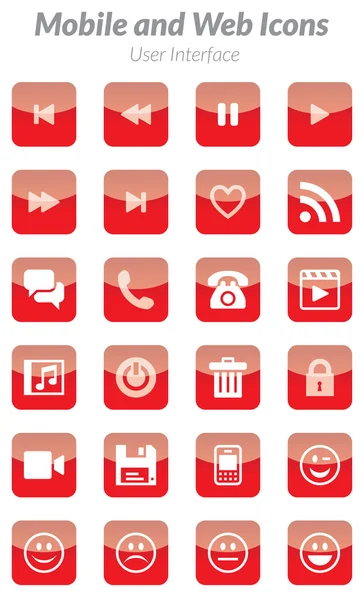 Iconos Móviles y Web (Conjunto Rojo ) — Vector de stock