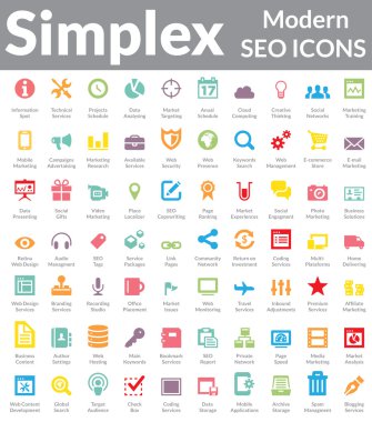 Simplex - Modern SEO Icons (Color Version) clipart