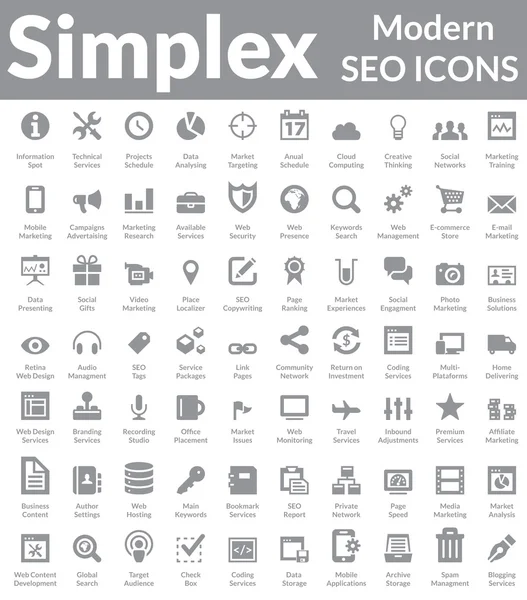 Simplex - Moderne SEO-Symbole (Dark Version)) — Stockvektor