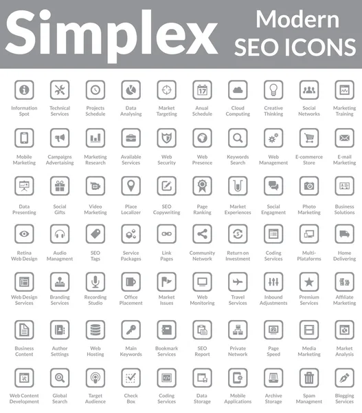 Simplex - Современные SEO-иконы (Dark-Square) ) — стоковый вектор