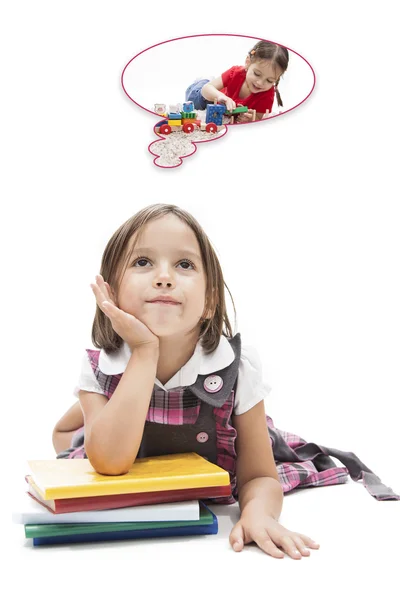 Dreaming preschool girl — Stock Photo, Image