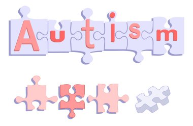 AUTISM title on Puzzle Pieces clipart