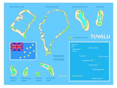 Tuvalu Haritası ve bayrak