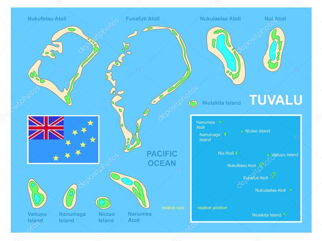 Tuvalu map and Flag