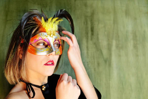 Beautiful woman with mask — Stock Photo, Image