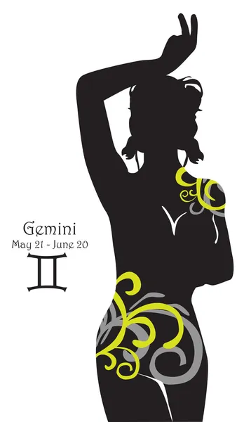 Silhouette of a girl interpretation zodiac sign — Stock Vector