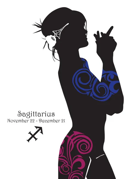 Silhouette of a girl interpretation zodiac sign — Stock Vector