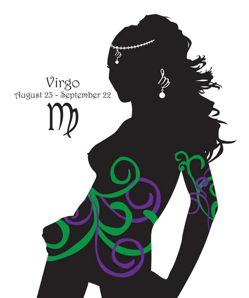 Silhouette of a girl interpretation zodiac sign — Stock Vector