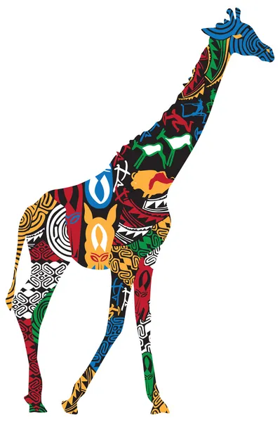 Жираф в африканских этнических шаблонах — стоковый вектор